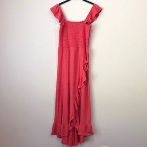 Spense high low dress with elastic smocked bodice